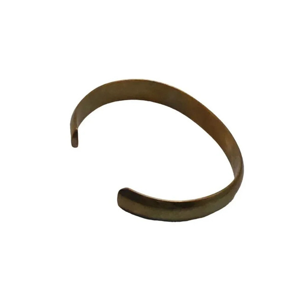 KRISTEN Engraved Open Cuff Brass Bangle Bracelet Gold Tone Vintage Non Magnetic - Picture 3 of 7